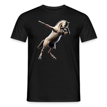 Funny Dabbing Horse Dancing Animal Lover Dab - Men's T-Shirt - black - Front - AI Model Male 178 light (178cm)