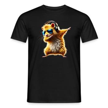 Funny Dabbing Hamster Rodent Animal Lover - Men's T-Shirt - black - Front - AI Model Male 178 light (178cm)