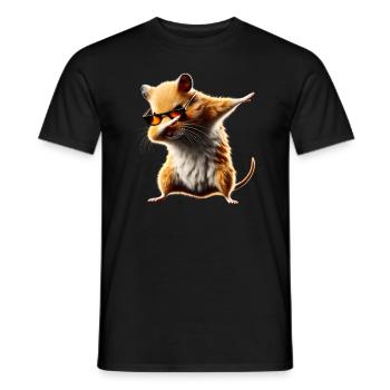 Funny Dabbing Hamster Rodent Animal Lover - Men's T-Shirt - black - Front - AI Model Male 178 light (178cm)