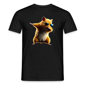 Funny Dabbing Hamster Rodent Animal Lover - Men's T-Shirt - black - Front - AI Model Male 178 light (178cm)