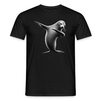 Drôle Dabbing phoque Amoureux des animaux Safari océan - T-shirt homme - noir - Devant - AI Model Male 178 light (178cm)