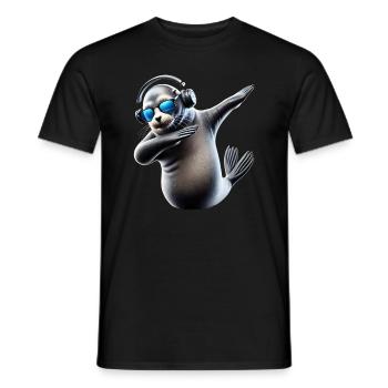 Drôle Dabbing phoque Amoureux des animaux Safari océan - T-shirt homme - noir - Devant - AI Model Male 178 light (178cm)