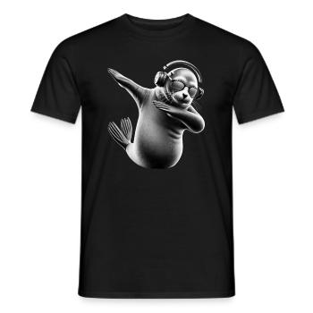 Drôle Dabbing phoque Amoureux des animaux Safari océan - T-shirt homme - noir - Devant - AI Model Male 178 light (178cm)