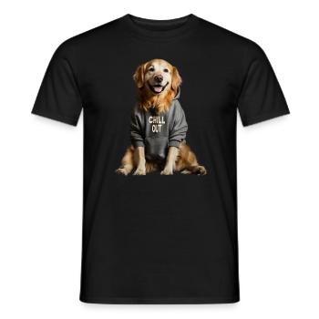 Funny German Golden Retriever Chill Out Dog - Men's T-Shirt - black - Front - AI Model Male 178 light (178cm)