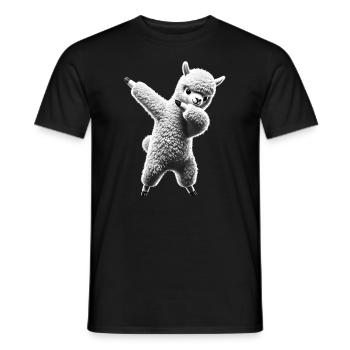 Drôle Dabbing Alpaga Lama Amoureux des animaux Safari - T-shirt homme - noir - Devant - AI Model Male 178 light (178cm)