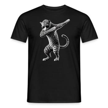 Funny Dabbing Leopard Animal Lover Animal Safari - Men's T-Shirt - black - Front - AI Model Male 178 light (178cm)