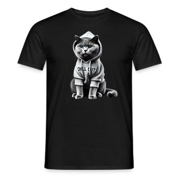 Funny British Shorthair Chill Out Cat Chill Out - Men's T-Shirt - black - Front - AI Model Male 178 light (178cm)