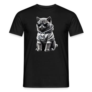 Funny British Shorthair Chill Out Cat Chill Out - Men's T-Shirt - black - Front - AI Model Male 178 light (178cm)