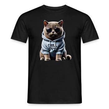 Funny British Shorthair Chill Out Cat Chill Out - Men's T-Shirt - black - Front - AI Model Male 178 light (178cm)
