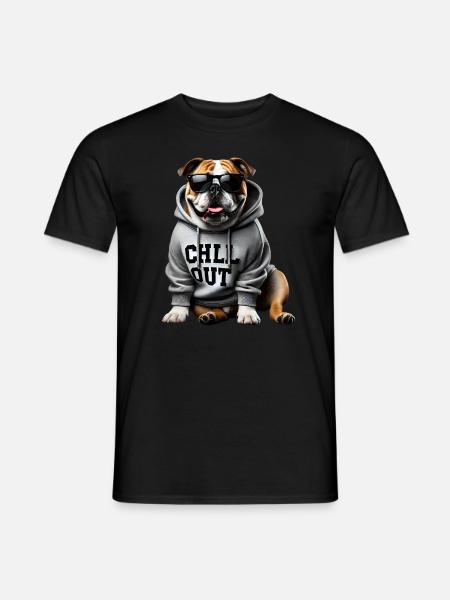 Grappige Engelse Bulldog Dierenliefhebber het Chillen - Heren T-shirt - zwart