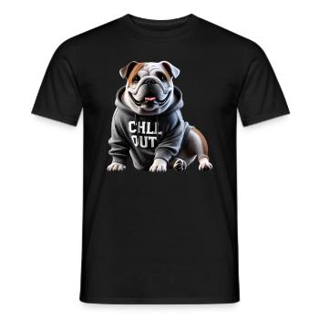 Drôle bouledogue anglais amoureux des animaux Chilling - T-shirt homme - noir - Devant - AI Model Male 178 light (178cm)