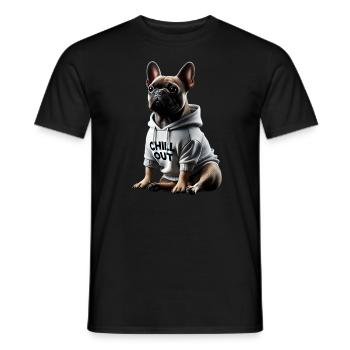 Drôle de bouledogue français Chill Out Chill Out - T-shirt homme - noir - Devant - AI Model Male 178 light (178cm)