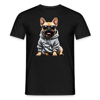 Drôle de bouledogue français Chill Out Chill Out - T-shirt homme - noir - Devant - AI Model Male 178 light (178cm)