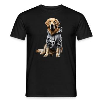 Funny German Golden Retriever Chill Out Dog - Men's T-Shirt - black - Front - AI Model Male 178 light (178cm)