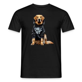 Funny German Golden Retriever Chill Out Dog - Men's T-Shirt - black - Front - AI Model Male 178 light (178cm)