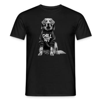 Funny German Golden Retriever Chill Out Dog - Men's T-Shirt - black - Front - AI Model Male 178 light (178cm)