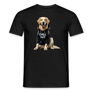 Funny German Golden Retriever Chill Out Dog - Men's T-Shirt - black - Front - AI Model Male 178 light (178cm)