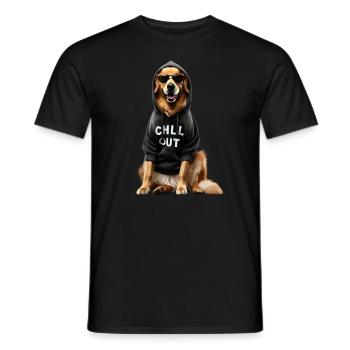 Funny German Golden Retriever Chill Out Dog - Men's T-Shirt - black - Front - AI Model Male 178 light (178cm)