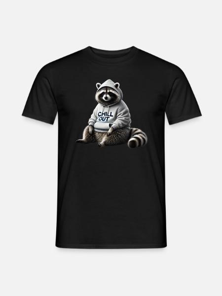 Lustiges Waschbär Chill Out Tierliebhaber Chillen - Männer T-Shirt - Schwarz