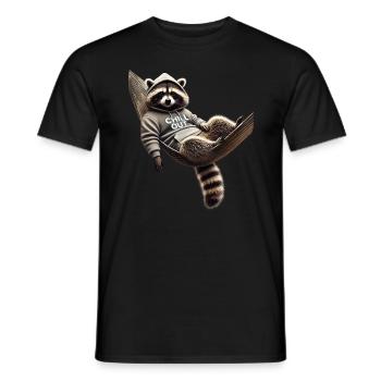 Drôle raton laveur Chill Out Amoureux des animaux Chill - T-shirt homme - noir - Devant - AI Model Male 178 light (178cm)