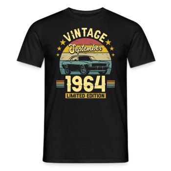 September 1964 Auto zum 60-jährigen Jubiläum - Männer T-Shirt - Schwarz - Vorne - AI Model Male 178 light (178cm)
