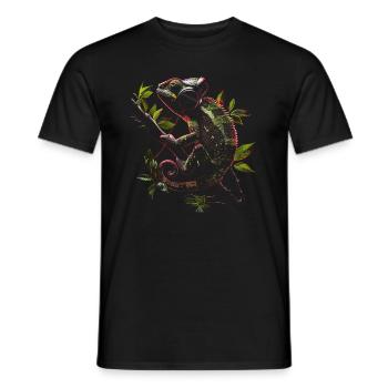 Chameleon Animal Animal Lover Headphones Reptiles - Men's T-Shirt - black - Front - AI Model Male 178 light (178cm)