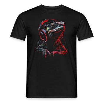 Chameleon Animal Animal Lover Headphones Reptiles - Men's T-Shirt - black - Front - AI Model Male 178 light (178cm)