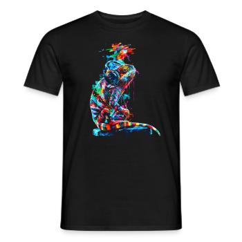 Chameleon Animal Animal Lover Headphones Reptiles - Men's T-Shirt - black - Front - AI Model Male 178 light (178cm)
