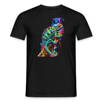 Chamäleon Motiv Tier Tierliebhaber Reptilien Echse - Männer T-Shirt - Schwarz - Vorne - AI Model Male 178 light (178cm)