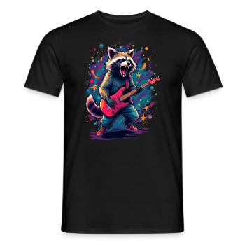 Rock Gitarrist Gitarre Waschbär Festival Musik - Männer T-Shirt - Schwarz - Vorne - AI Model Male 178 light (178cm)
