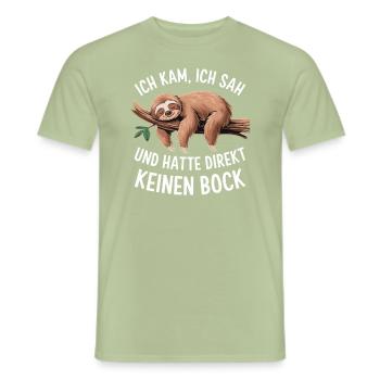 Faultier Spruch Lustig Witzig Teenager Schlafshirt - Männer T-Shirt - Sage - Vorne - AI Model Male 178 light (178cm)