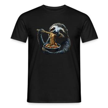 Funny Sloth Art Animal Sloth Ramen Noodle - Men's T-Shirt - black - Front - AI Model Male 178 light (178cm)