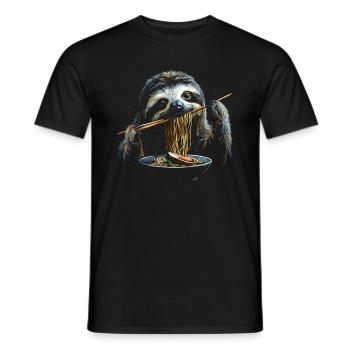Funny Sloth Art Animal Sloth Ramen Noodle - Men's T-Shirt - black - Front - AI Model Male 178 light (178cm)