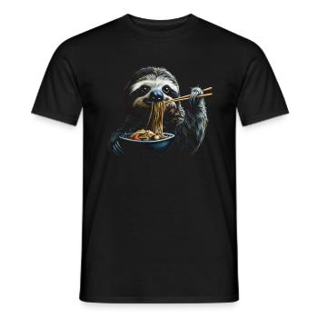 Funny Sloth Art Animal Sloth Ramen Noodle - Men's T-Shirt - black - Front - AI Model Male 178 light (178cm)