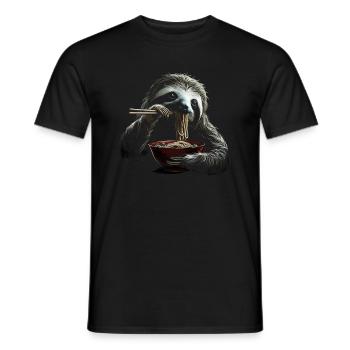 Funny Sloth Art Animal Sloth Ramen Noodle - Men's T-Shirt - black - Front - AI Model Male 178 light (178cm)