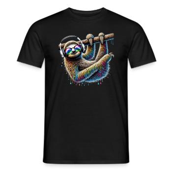 Funny Sloth Art Animal Sloth Wildlife Animals - Men's T-Shirt - black - Front - AI Model Male 178 light (178cm)