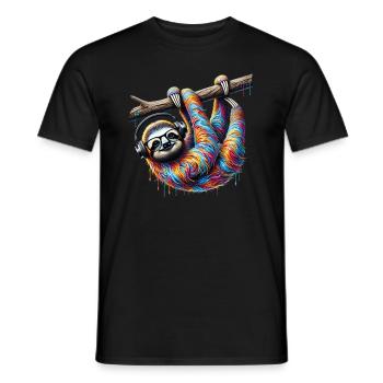 Funny Sloth Art Animal Sloth Wildlife Animals - Men's T-Shirt - black - Front - AI Model Male 178 light (178cm)