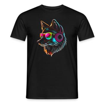 Funny Fox Fox Art Animal Nature Wildlife Animals - Men's T-Shirt - black - Front - AI Model Male 178 light (178cm)