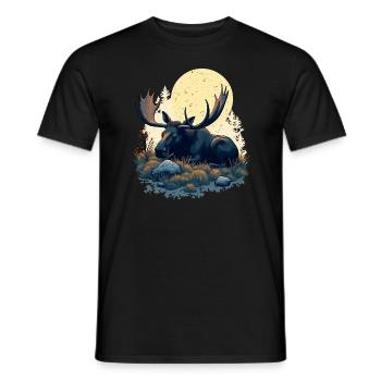 Sleeping Shirt Scandinavia Moose Reindeer - Men's T-Shirt - black - Front - AI Model Male 178 light (178cm)
