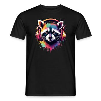 raton laveur DJ Costume Carnaval Concert Festival Musique - T-shirt homme - noir - Devant - AI Model Male 178 light (178cm)