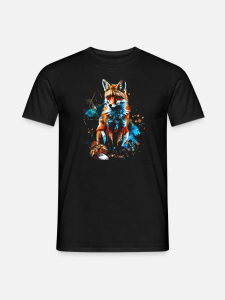 Lustiges Fuchs Fox Kunst Tier Natur Wildtier Tiere - Männer T-Shirt - Schwarz