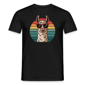 Retro Style Alpaca with Sunglasses Funny Animal - Men's T-Shirt - black - Front - AI Model Male 178 light (178cm)