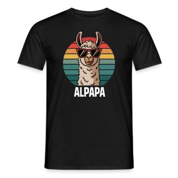 Alpaca Llama Father Daughter Son Birth Father's Day - Men's T-Shirt - black - Front - AI Model Male 178 light (178cm)