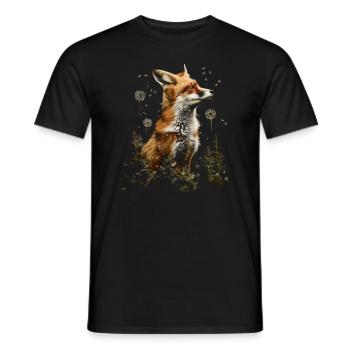 Funny Fox Fox Art Animal Nature Wildlife Animals - Men's T-Shirt - black - Front - AI Model Male 178 light (178cm)