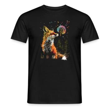 Funny Fox Fox Art Animal Nature Wildlife Animals - Men's T-Shirt - black - Front - AI Model Male 178 light (178cm)