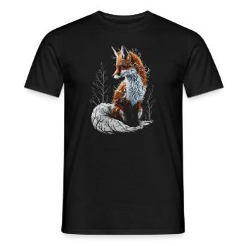 Funny Fox Fox Art Animal Nature Wildlife Animals - Men's T-Shirt - black - Front - AI Model Male 178 light (178cm)