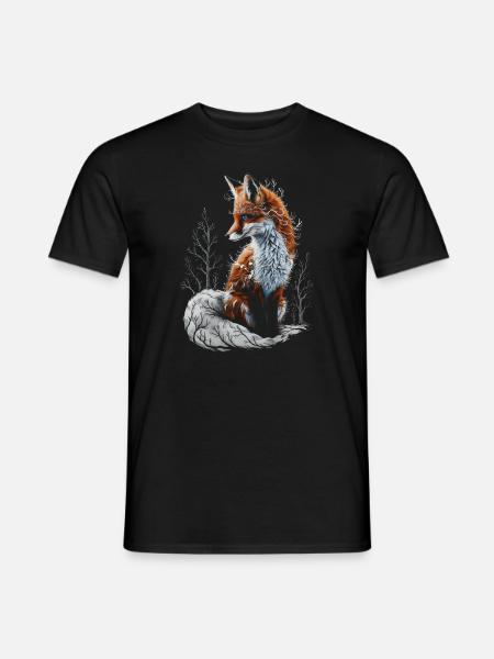 Lustiges Fuchs Fox Kunst Tier Natur Wildtier Tiere - Männer T-Shirt - Schwarz
