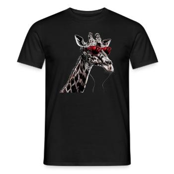 Girafe motif animal animal amoureux des écouteurs Art - T-shirt homme - noir - Devant - AI Model Male 178 light (178cm)