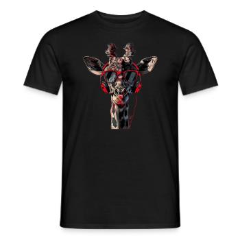 Girafe motif animal animal amoureux des écouteurs Art - T-shirt homme - noir - Devant - AI Model Male 178 light (178cm)