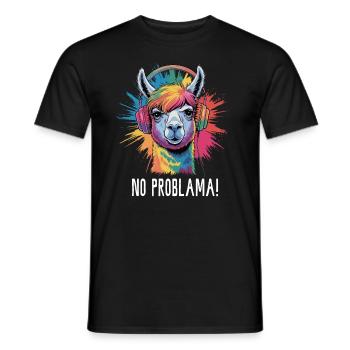 Retro Style Alpaca With Headphones Funny Llama - Men's T-Shirt - black - Front - AI Model Male 178 light (178cm)